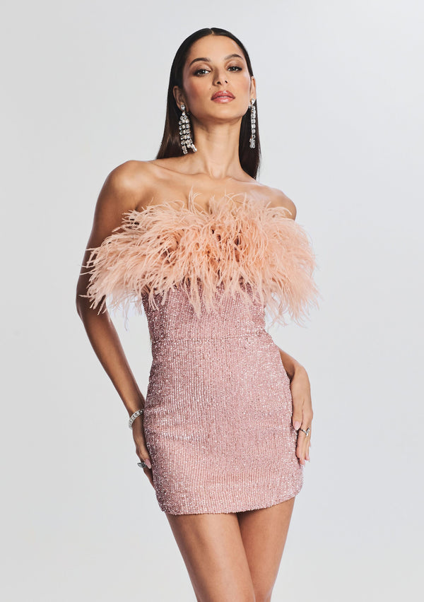 Retrofête Torin Sequin Feather Dress Retrofête