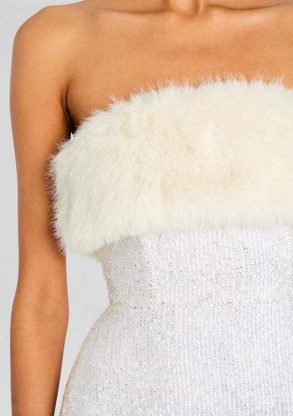 Retrofête Torin Sequin Fur Dress Retrofête