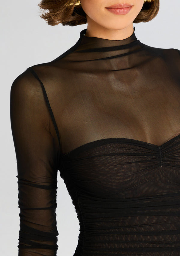 Retrofête Trina Mesh Ruched Midi Dress SEROYA