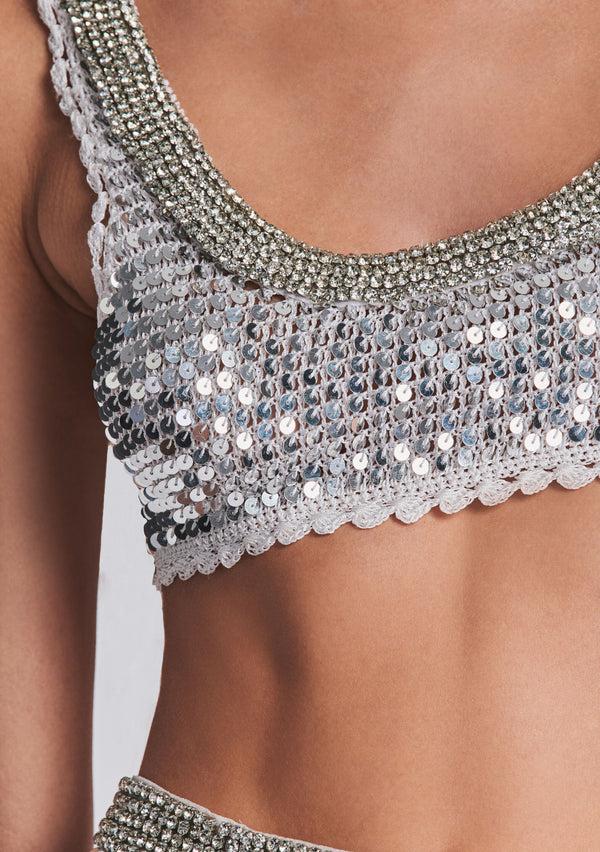 Retrofête Zed Sequin Crochet Top Retrofête
