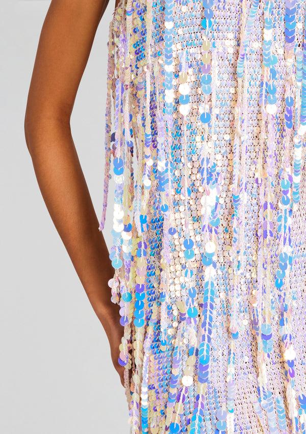 Retrofête Shira Sequin Fringe Crochet Dress Retrofête