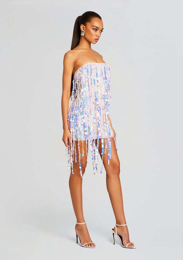 Retrofête Shira Sequin Fringe Crochet Dress Retrofête