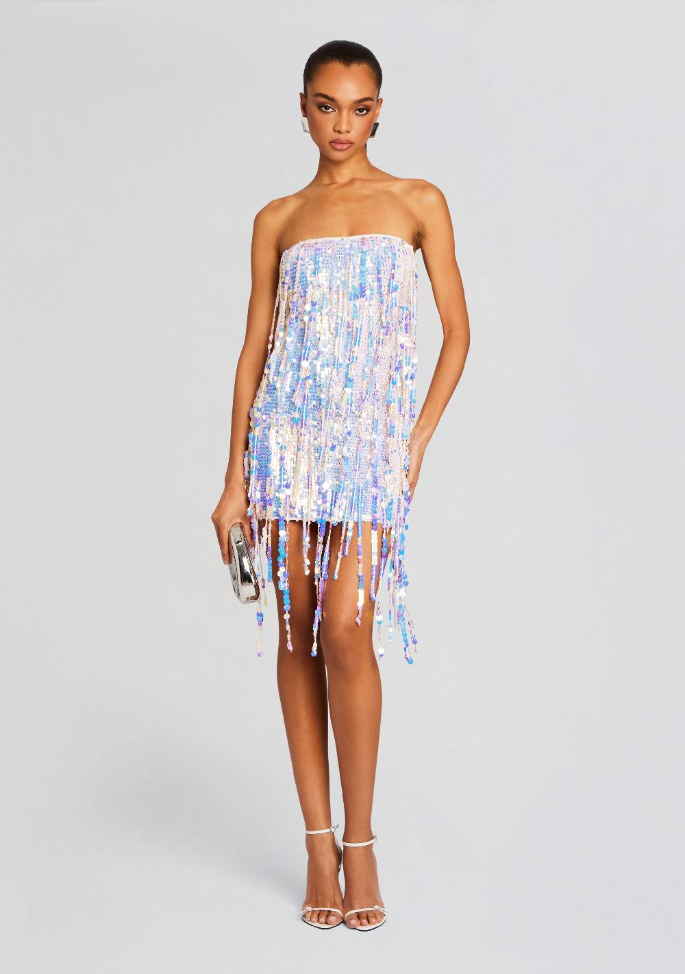 retrofête Shira Sequin Fringe Crochet Dress retrofête