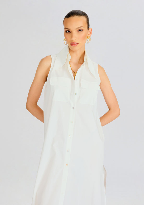 Retrofête Sleeveless Floor Length Shirt Dress Sans Faff