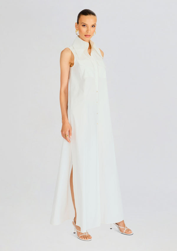 Retrofête Sleeveless Floor Length Shirt Dress Sans Faff