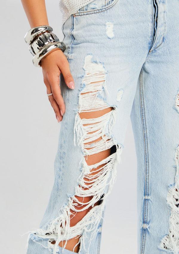 Retrofête Sunny Mid Rise Distressed Boyfriend Jean SEROYA