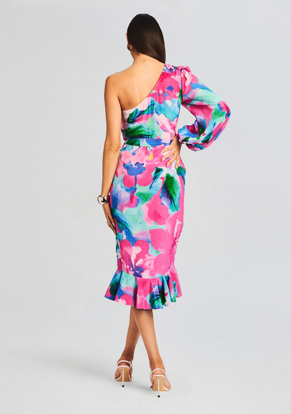 Retrofête Vesa One Shoulder Midi Dress Hemant & Nandita