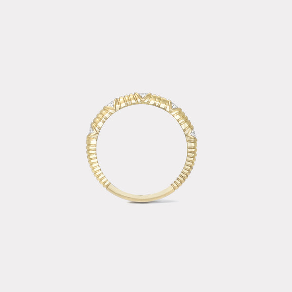 Retrouvai 0.15ct Diamond Five Stone Petite Modern Love Band