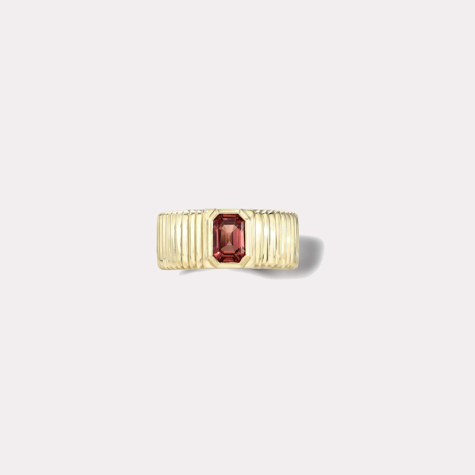 retrouvai 0.80ct Red Tourmaline Pleated Solitaire Band