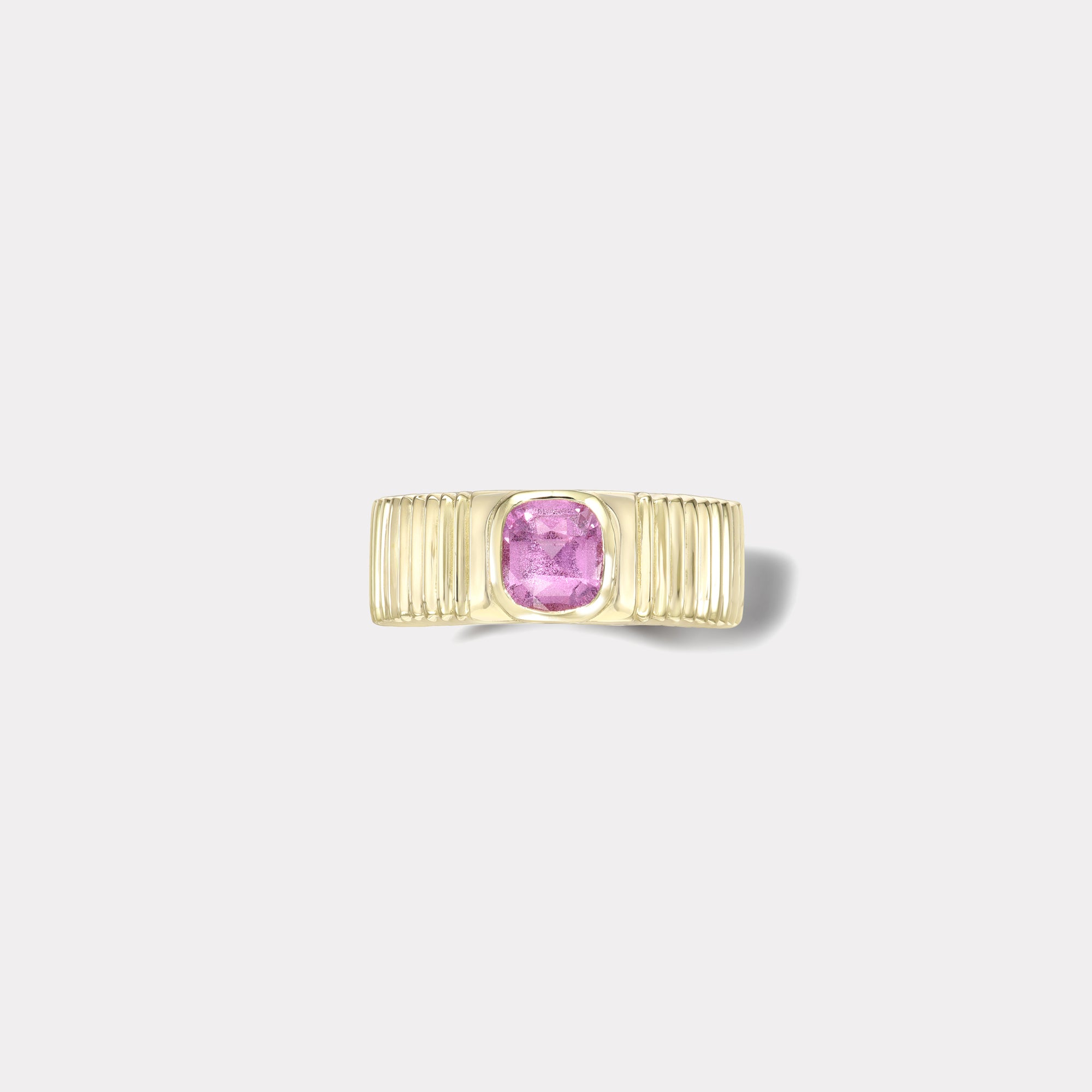 retrouvai 0.89ct Cushion Pink Sapphire Pleated Solitaire Band