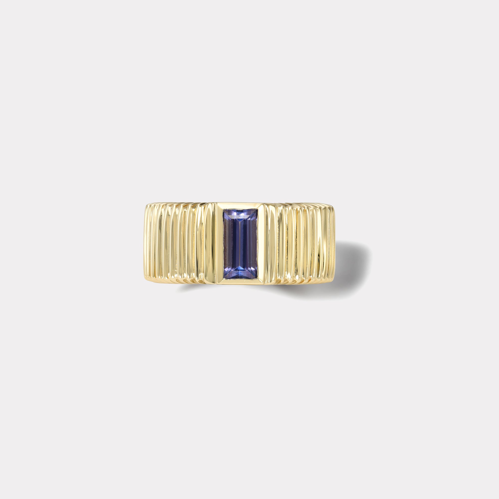 retrouvai 0.93ct Baguette Cut Tanzanite Pleated Solitaire Band