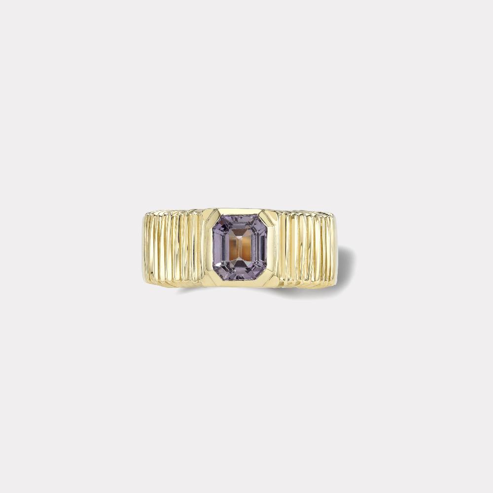 retrouvai 1.05ct Purple Sapphire Pleated Solitaire Band