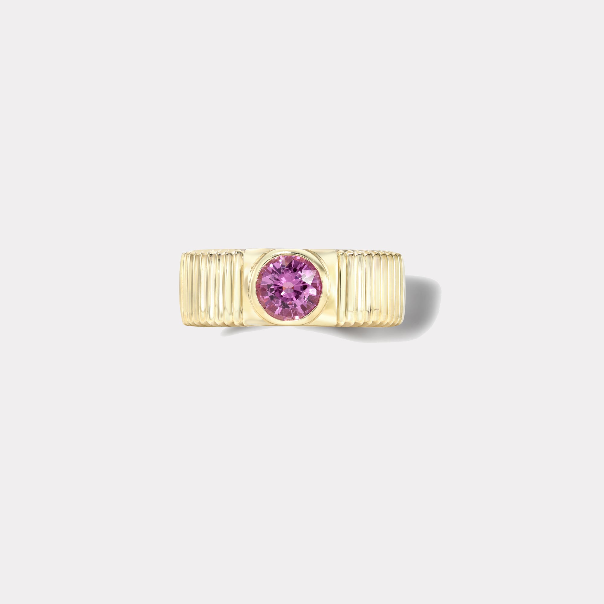 retrouvai 1.06ct Round Pink Sapphire Pleated Solitaire Band