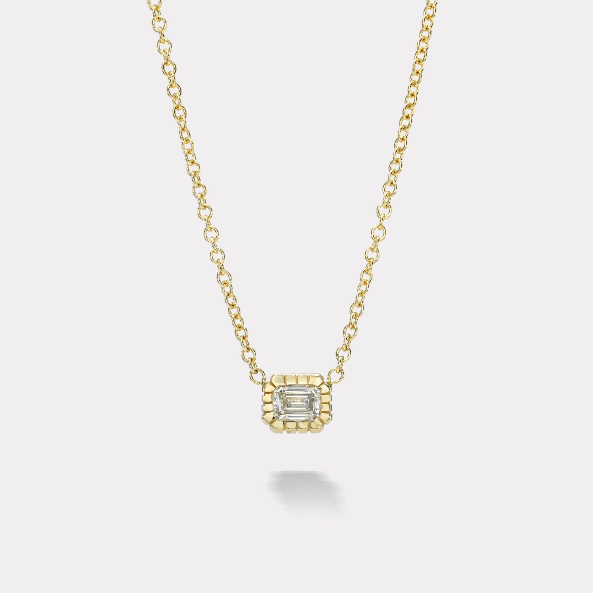 retrouvai 1.11ct GIA Emerald Cut Diamond Heirloom Bezel Pendant
