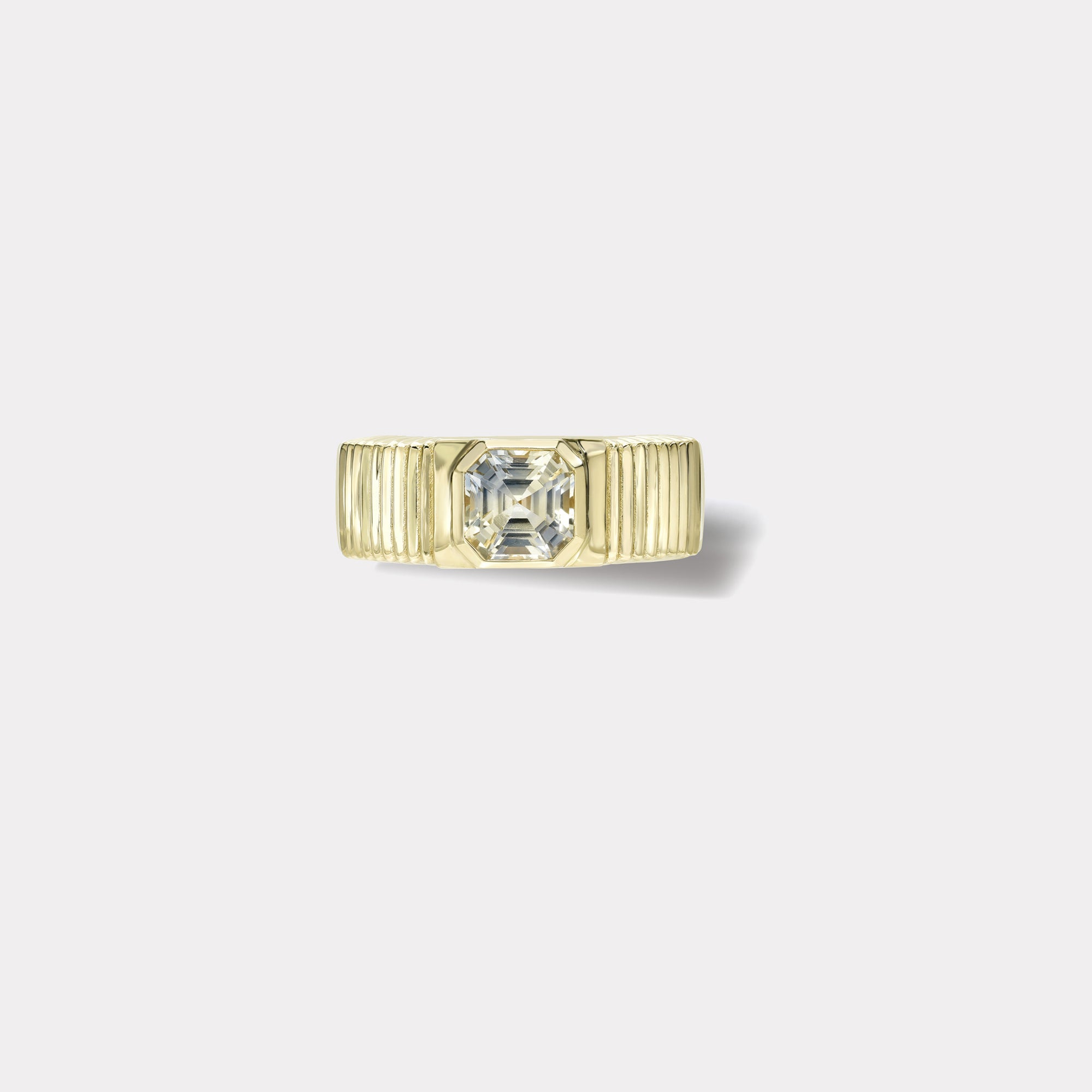 retrouvai 1.17ct GIA Emerald Cut Diamond Pleated Solitaire Band