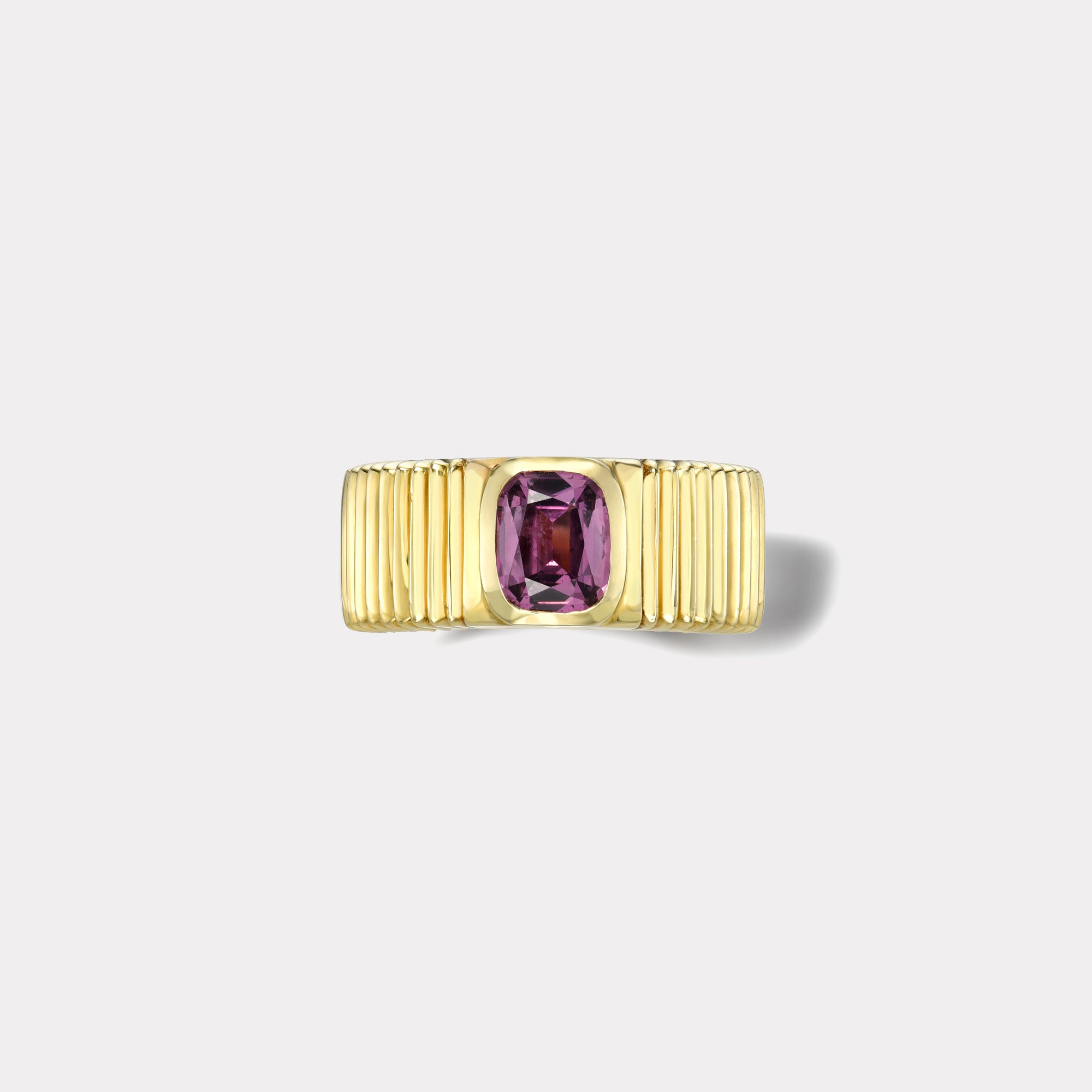 retrouvai 1.18ct Cushion Bubblegum Sapphire Pleated Solitaire Band