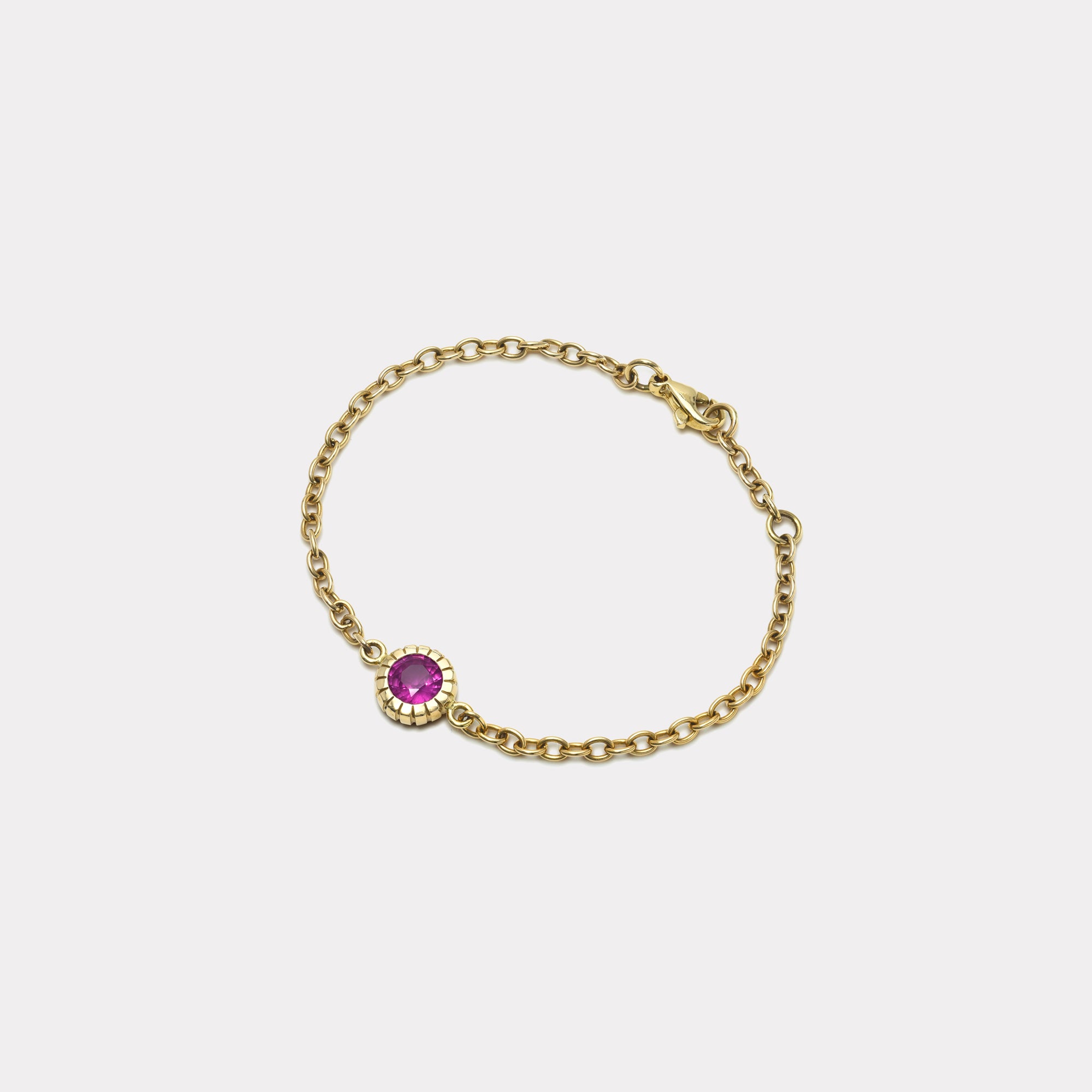retrouvai 1.18ct Round Pink Sapphire Heirloom Bezel Bracelet