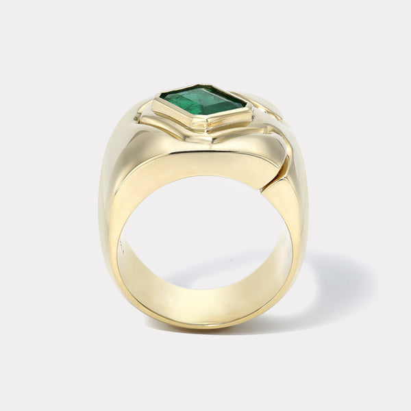 Retrouvai 1.1ct Emerald Impetus Interlocking Puzzle Ring