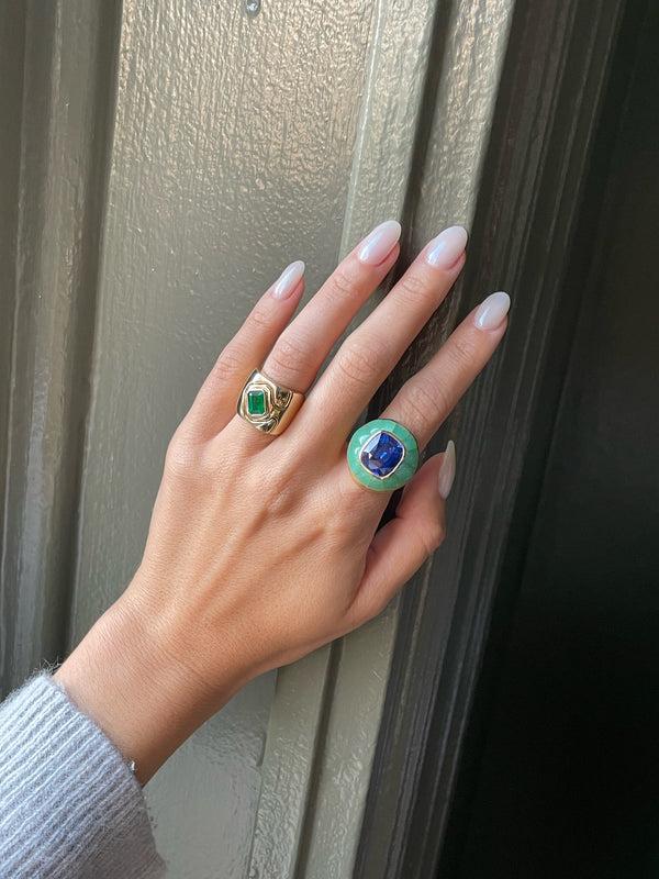 Retrouvai 1.1ct Emerald Impetus Interlocking Puzzle Ring