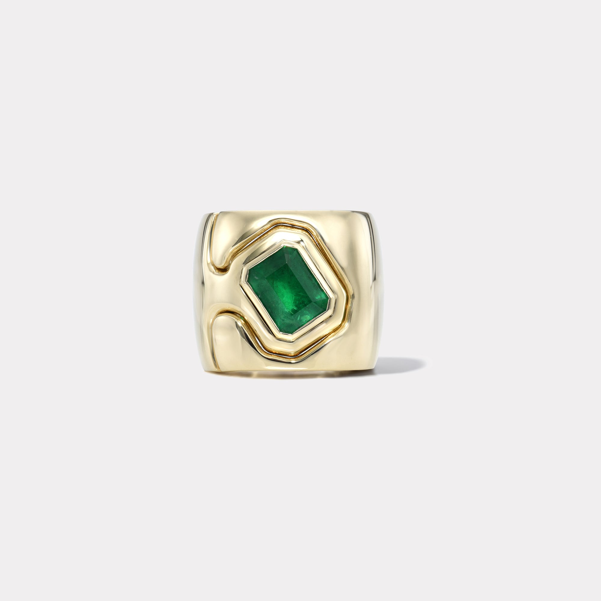 retrouvai 1.1ct Emerald Impetus Interlocking Puzzle Ring