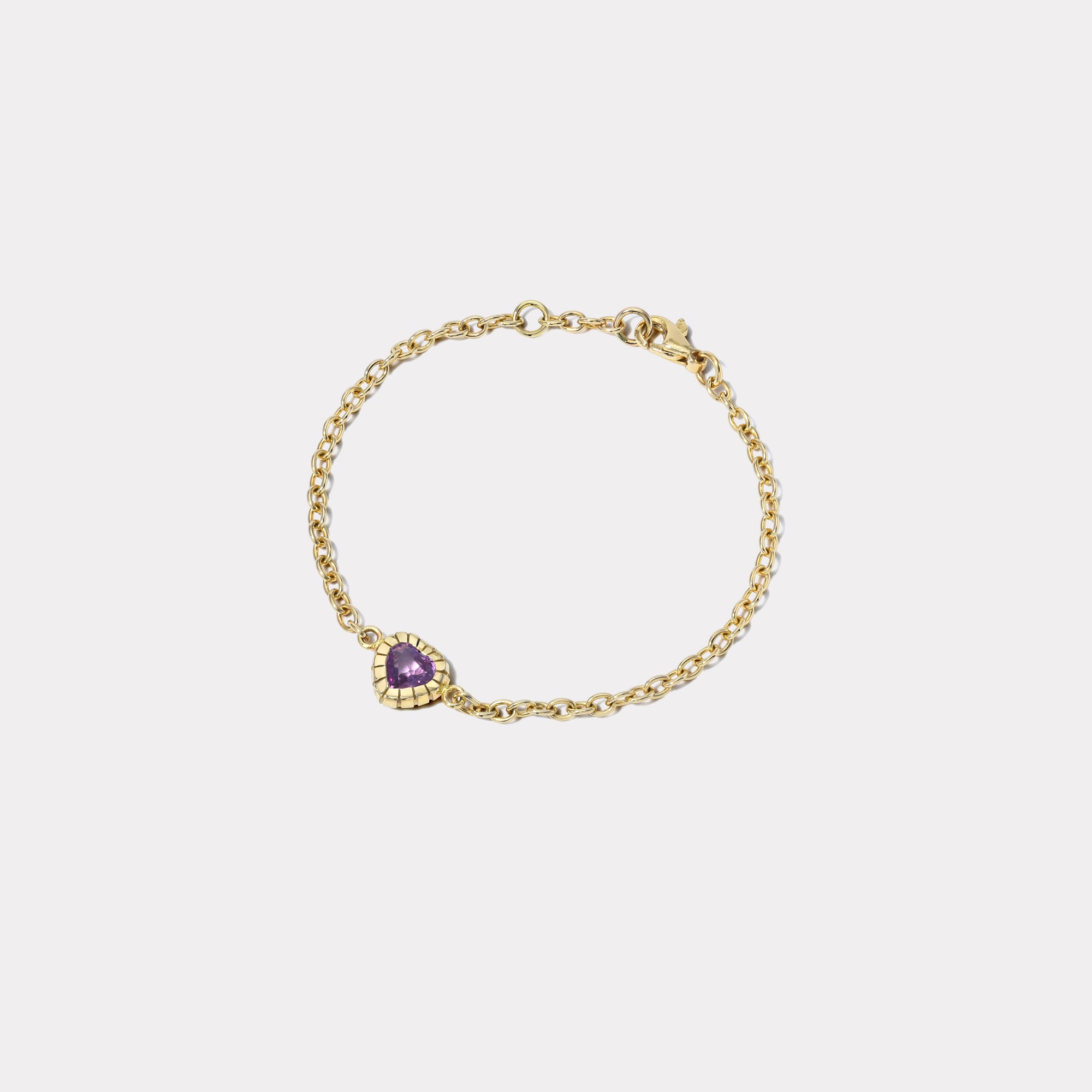 retrouvai 1.25ct Heart Pink Sapphire Heirloom Bezel Bracelet