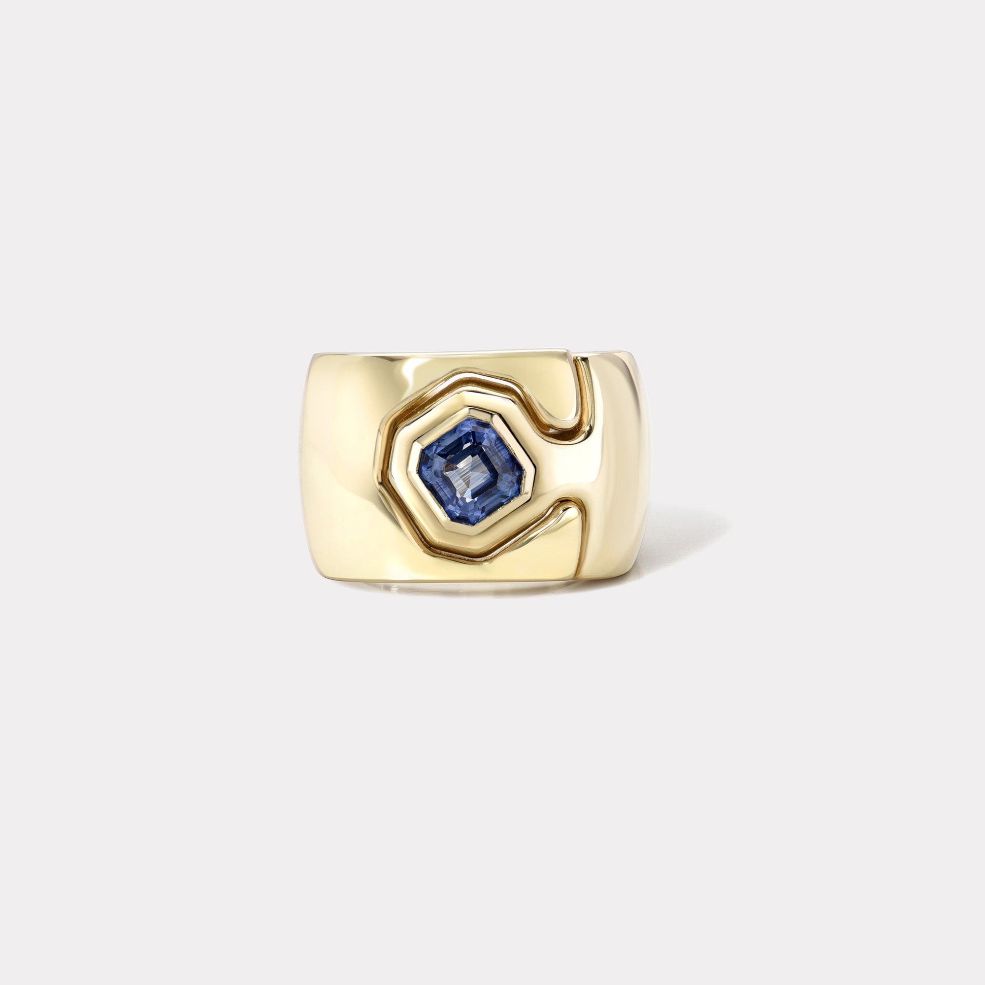 retrouvai 1.26ct Blue Sapphire Impetus Interlocking Puzzle Ring