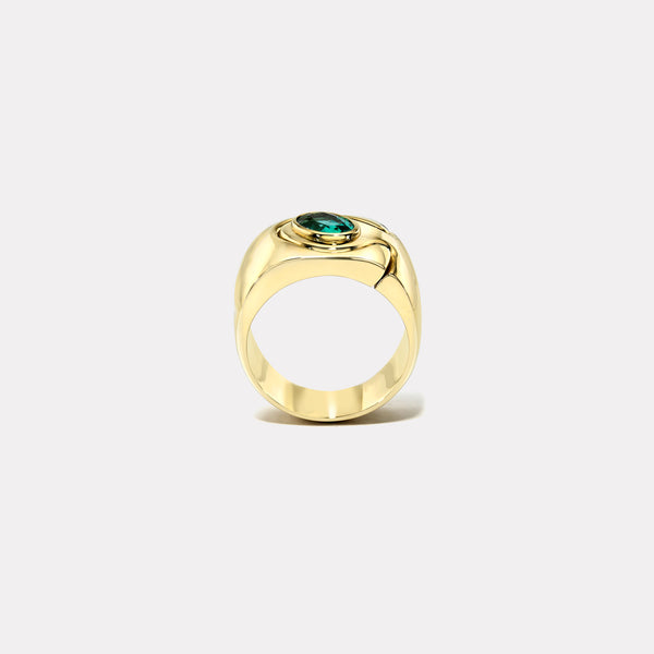 Retrouvai 1.2ct Oval Emerald Impetus Interlocking Puzzle Ring