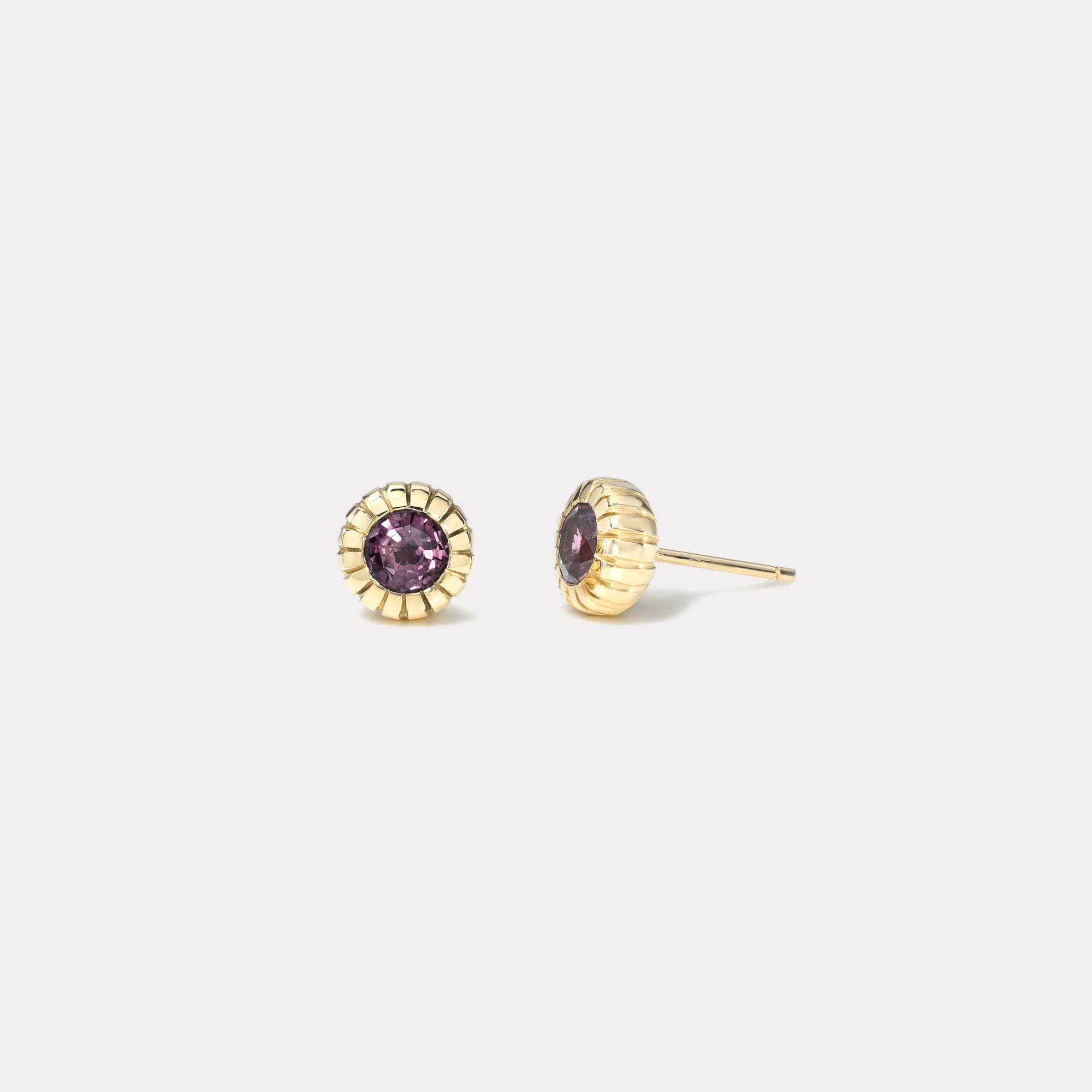retrouvai 1.32ct Dusty Rose Sapphire Heirloom Bezel Stud Earrings