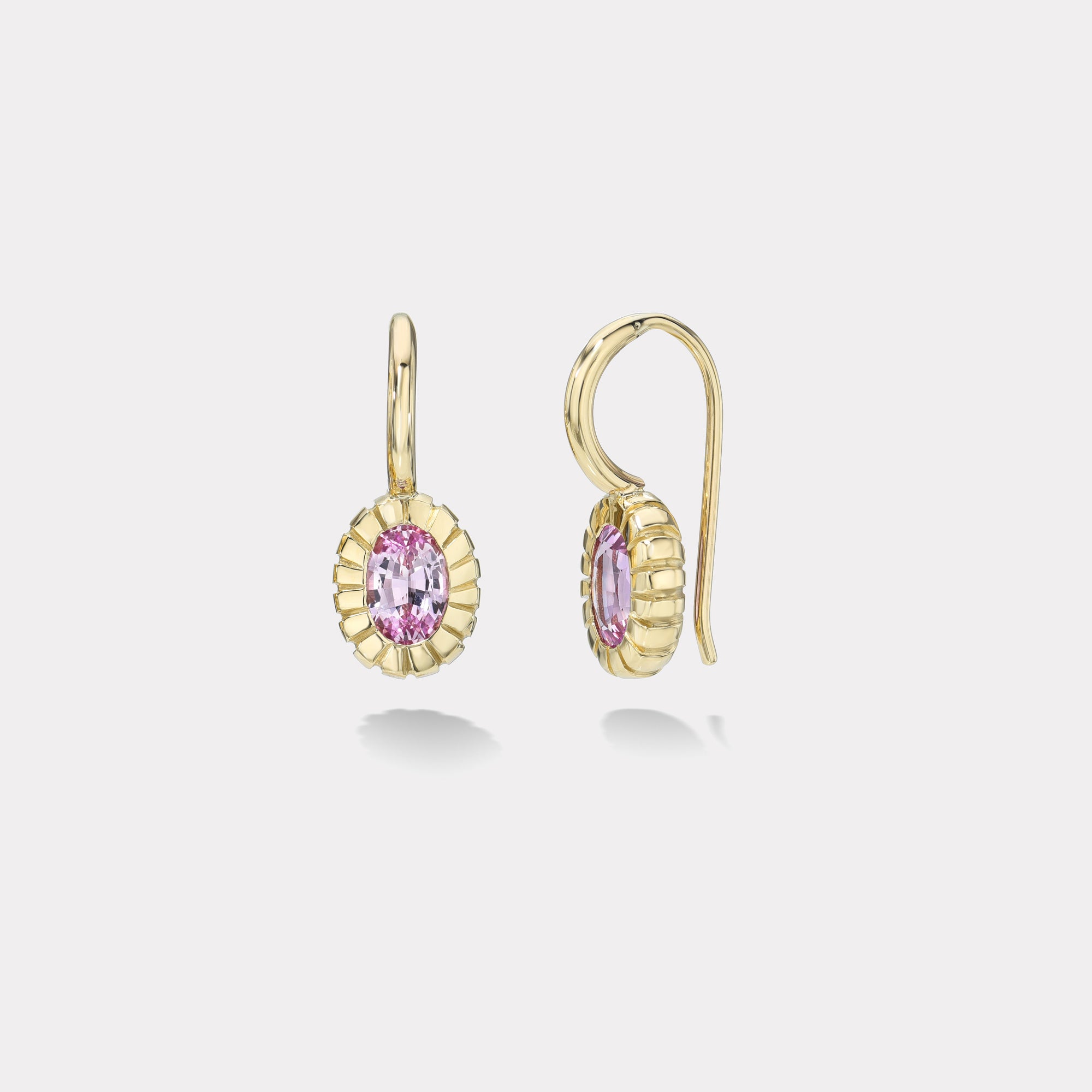 retrouvai 1.34ct Oval Medium Pink Sapphire Heirloom Bezel Earrings