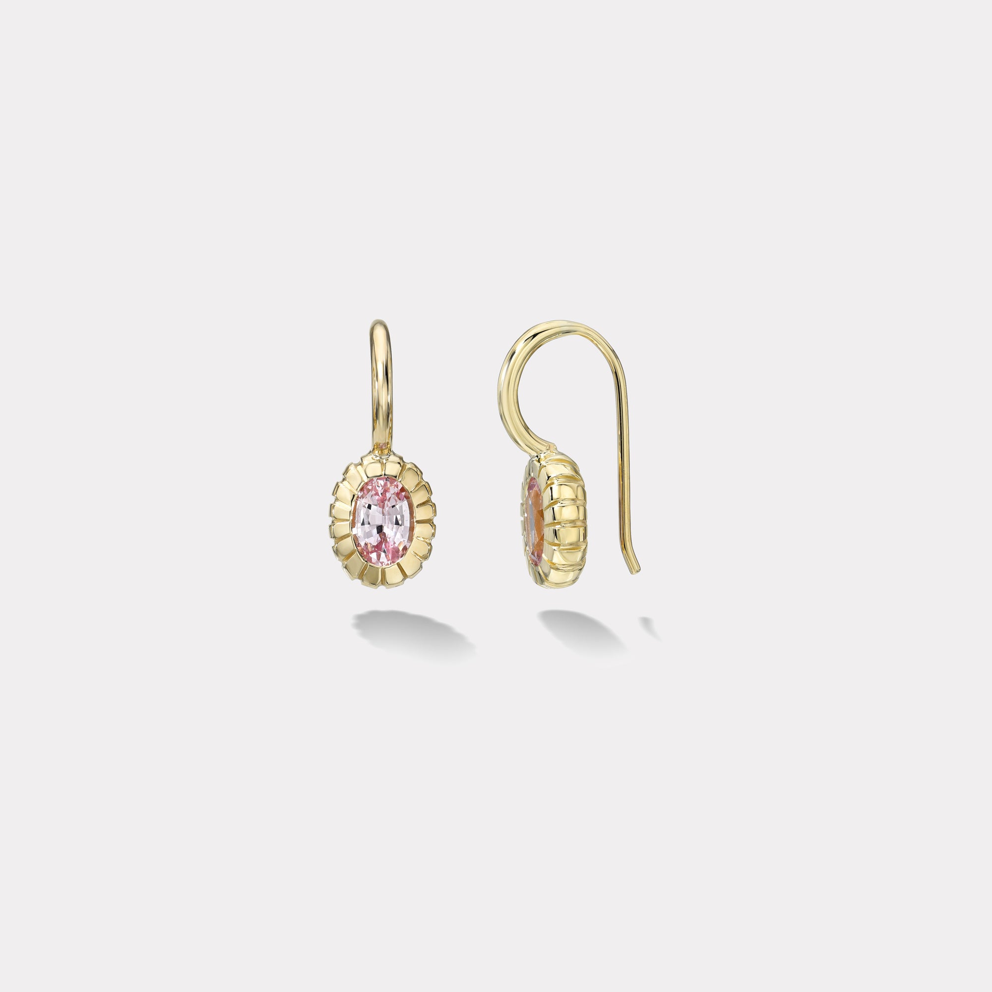 retrouvai 1.35ct Oval Light Pink Sapphire Heirloom Bezel Earrings
