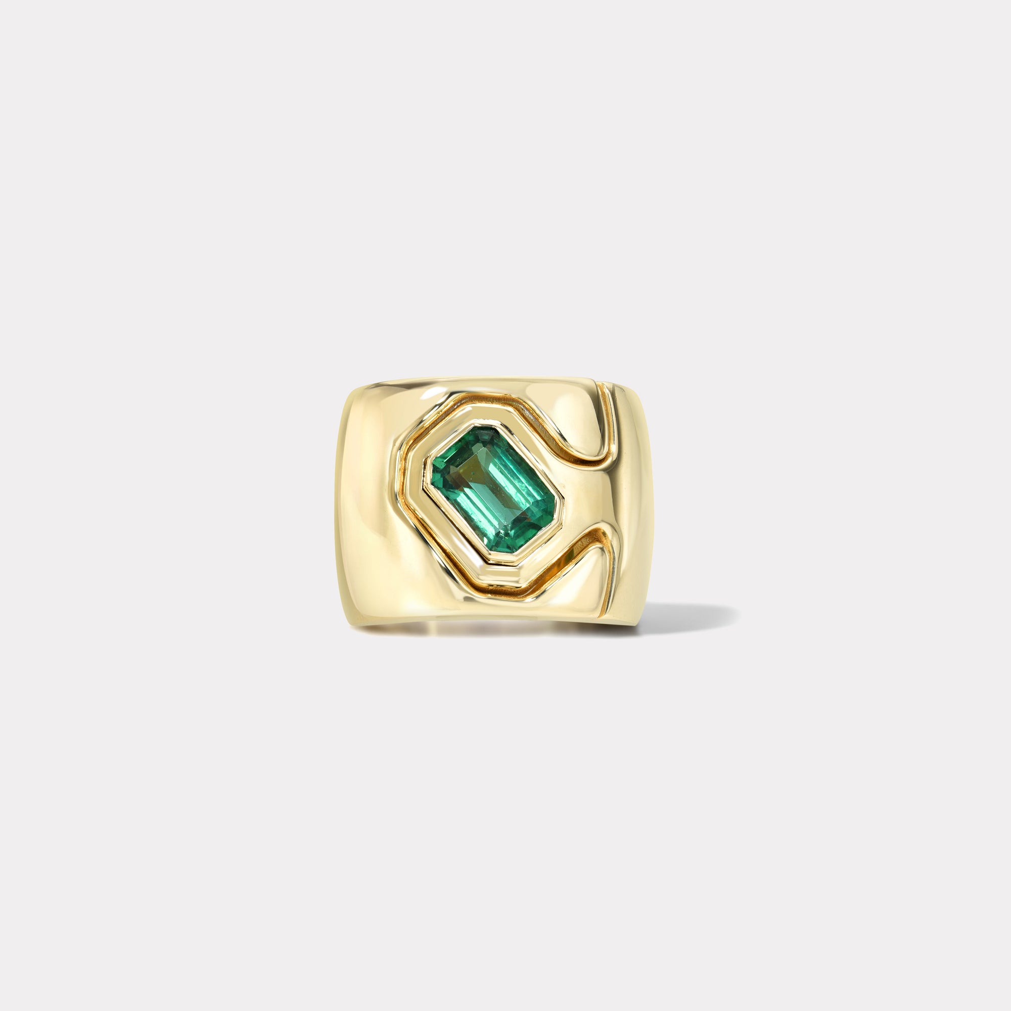 retrouvai 1.37ct Emerald Cut Emerald Impetus Interlocking Puzzle Ring