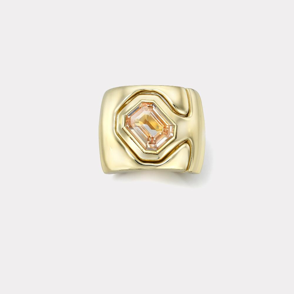 retrouvai 1.39ct Peach Sapphire Impetus Interlocking Puzzle Ring