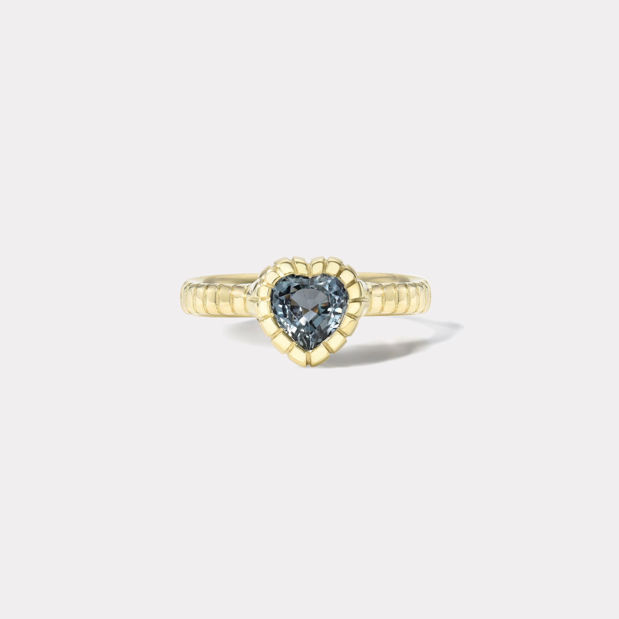 retrouvai 1.51ct Heart Blue Sapphire Heirloom Bezel Ring