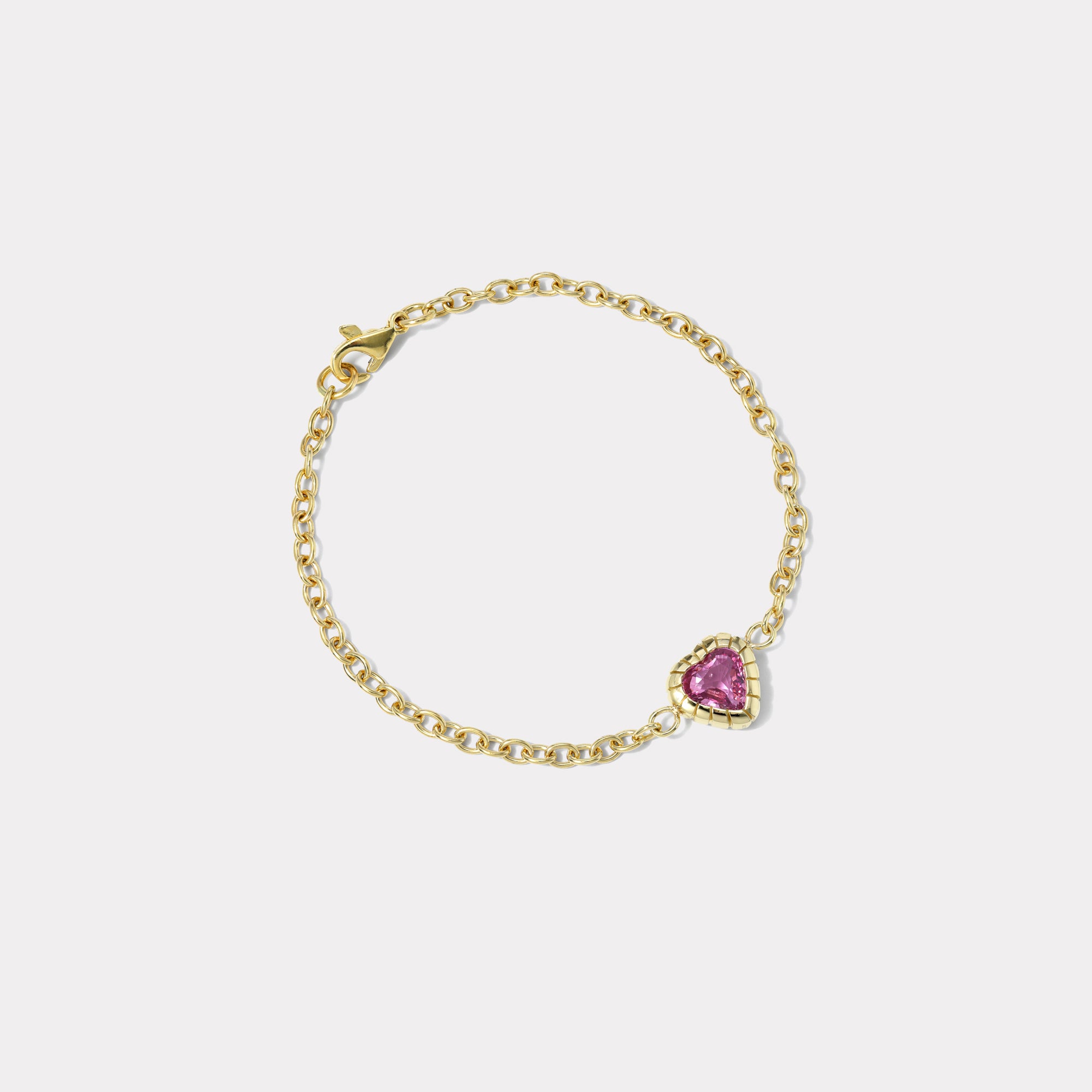 retrouvai 1.52ct Heart Pink Sapphire Heirloom Bezel Bracelet