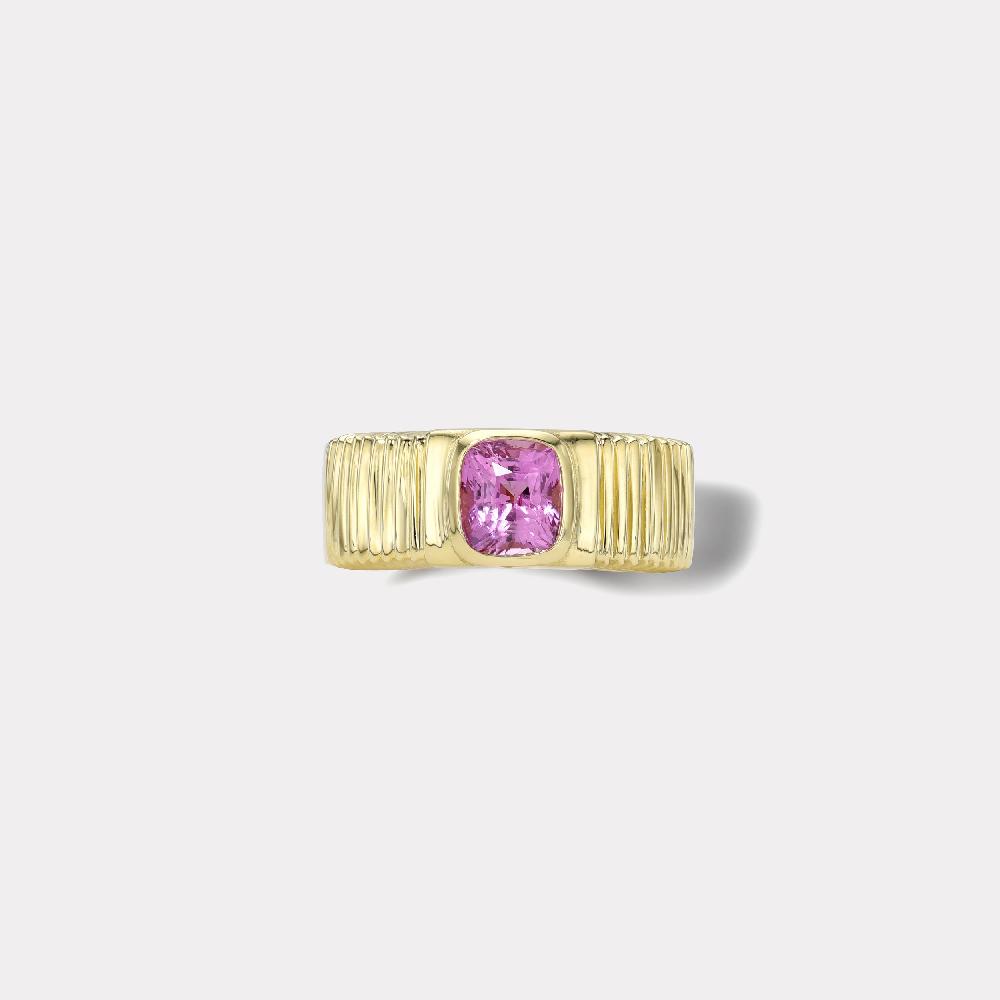 retrouvai 1.55ct Pink Sapphire Cushion Pleated Solitaire Band