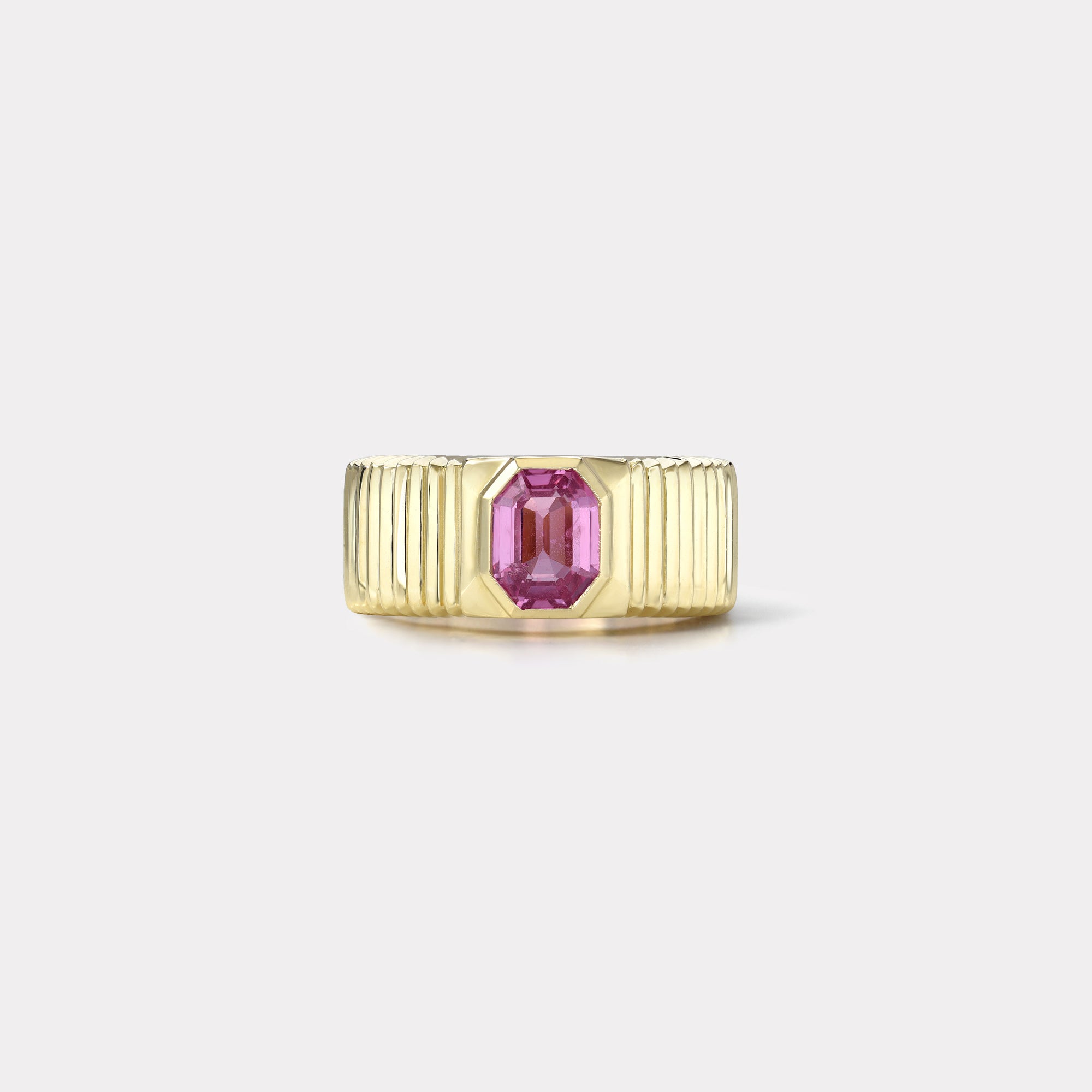 retrouvai 1.59ct Pink Sapphire Pleated Solitaire Band