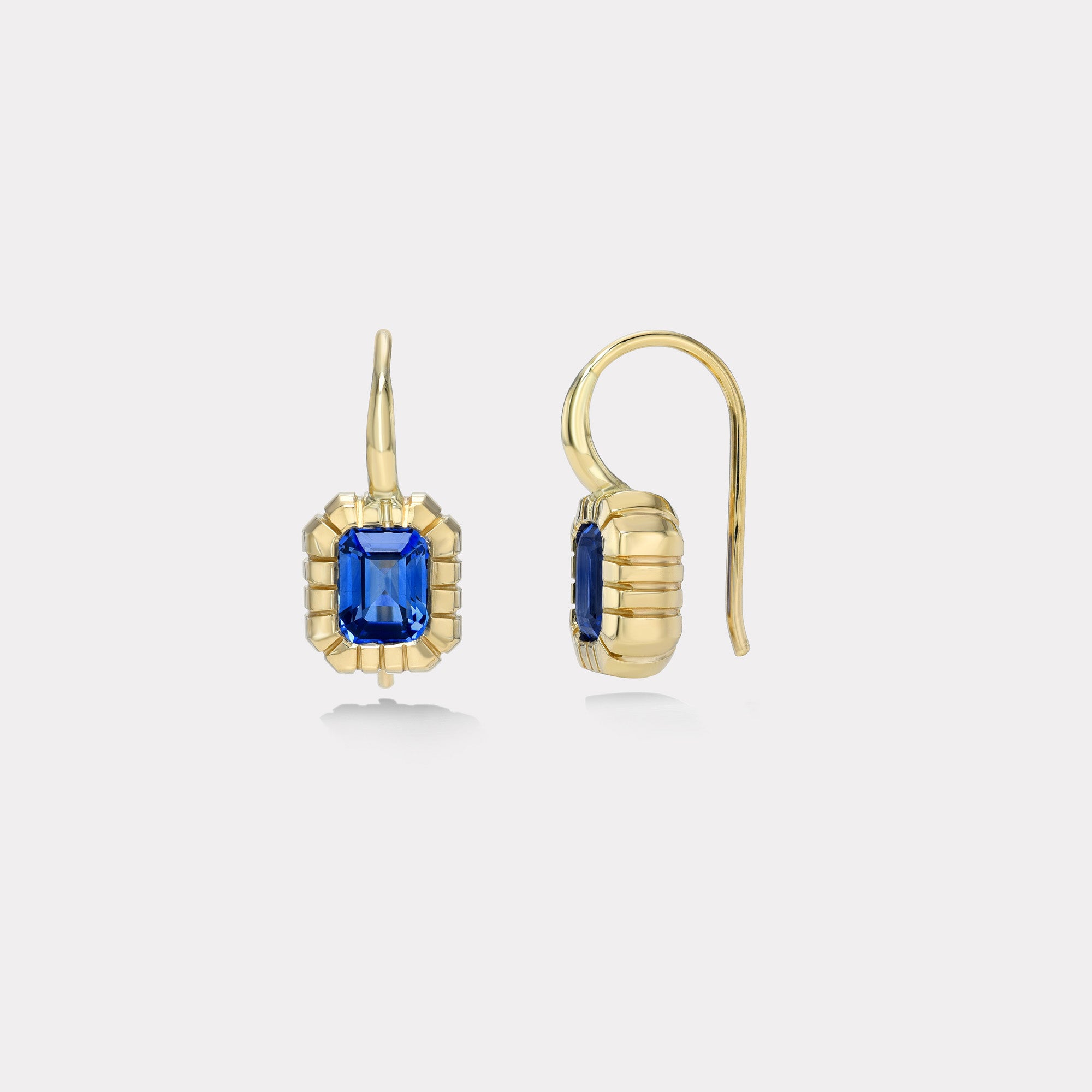 retrouvai 1.63ct Blue Sapphire Heirloom Bezel Earrings