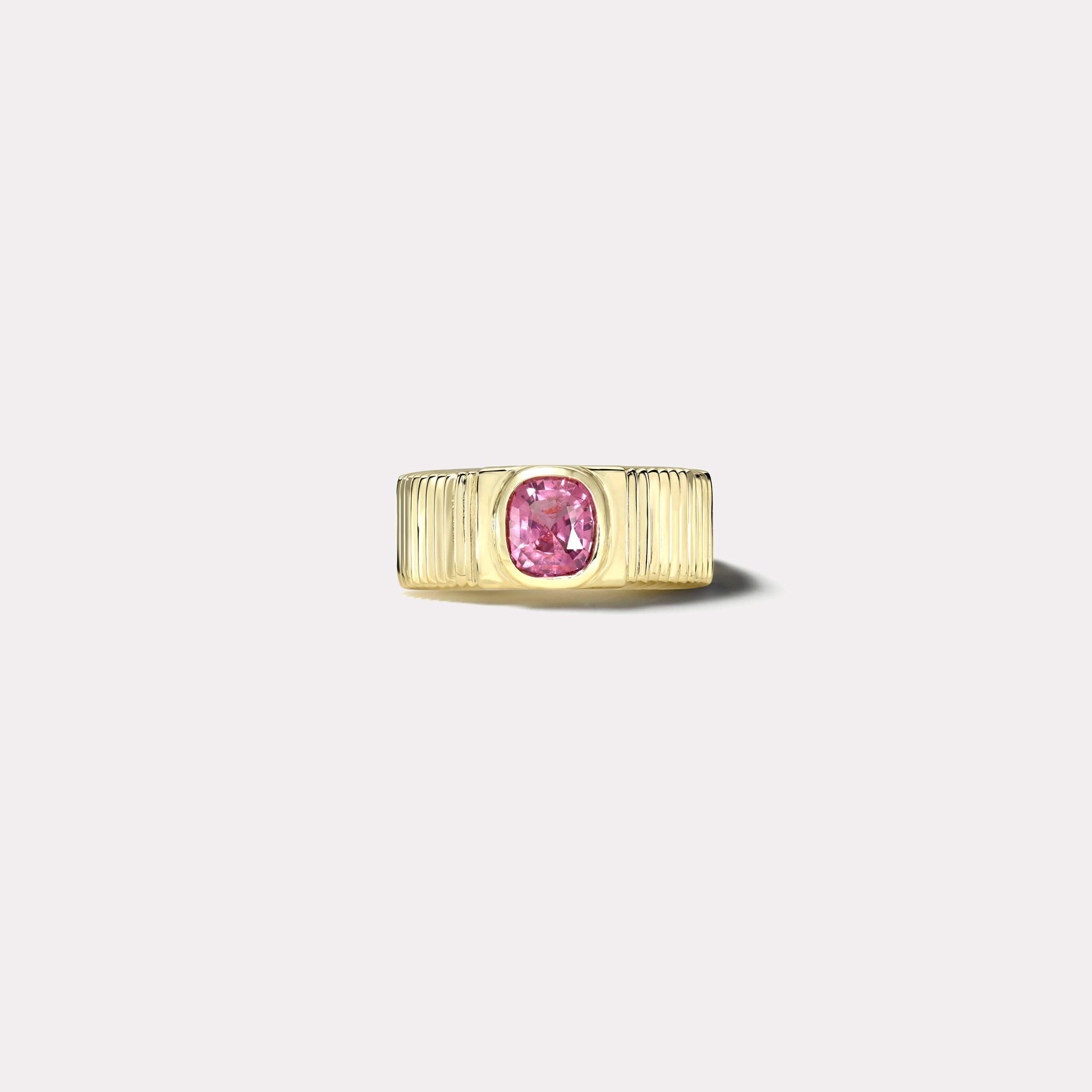 retrouvai 1.63ct Cushion Pink Sapphire Pleated Solitaire Band