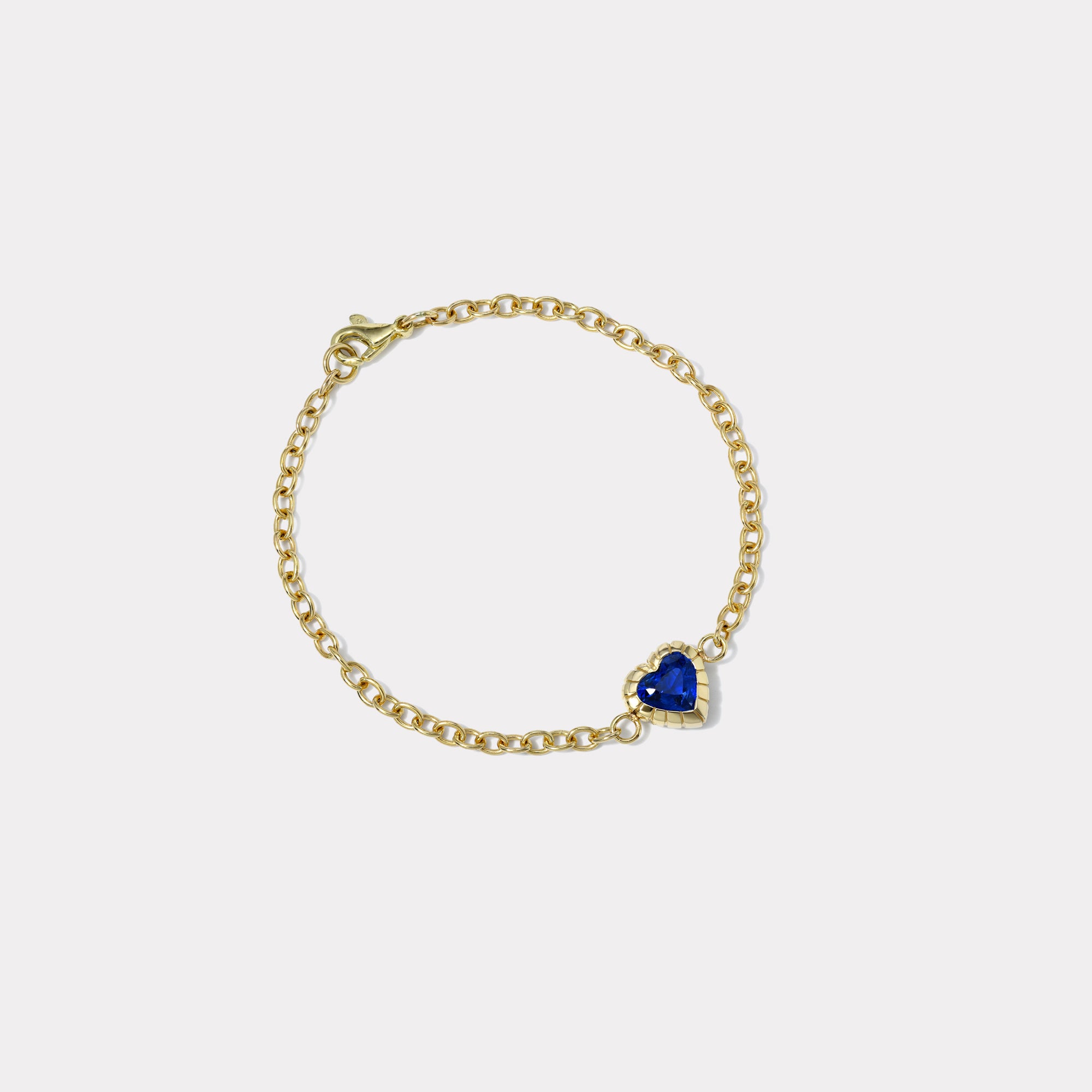 retrouvai 1.65ct Heart Blue Sapphire Heirloom Bezel Bracelet
