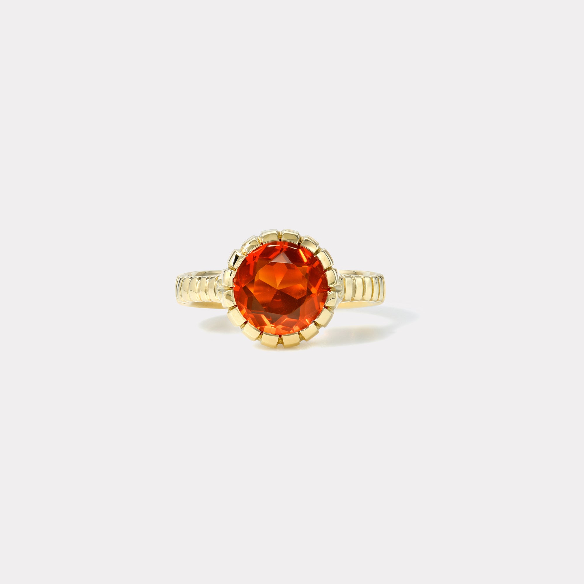 retrouvai 1.6ct Round Fire Opal Heirloom Bezel Ring