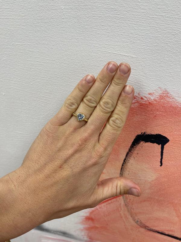 Retrouvai 1.71ct Heart Blue Sapphire Heirloom Bezel Ring