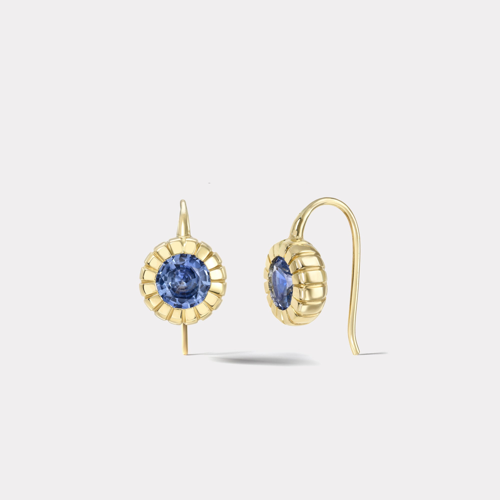 retrouvai 1.72ct Sky Blue Sapphire Heirloom Bezel Earrings