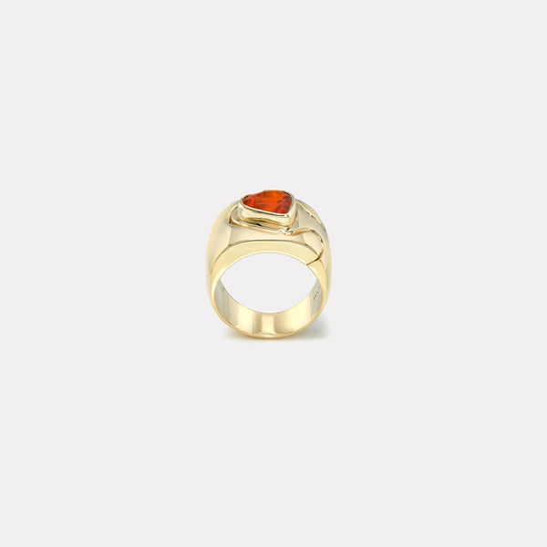 Retrouvai 1.74ct Heart Fire Opal Impetus Interlocking Puzzle Ring