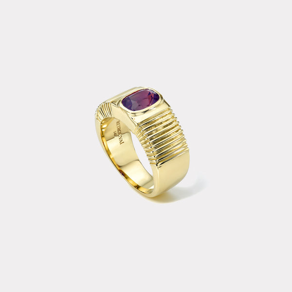 Retrouvai 1.75ct Cushion Milky Fuchsia Sapphire Pleated Solitaire Band