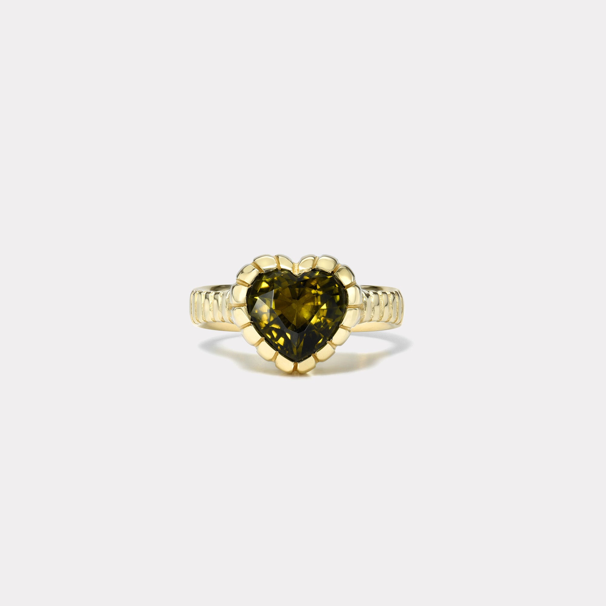 retrouvai 1.75ct Green Tourmaline Heart Heirloom Bezel Ring