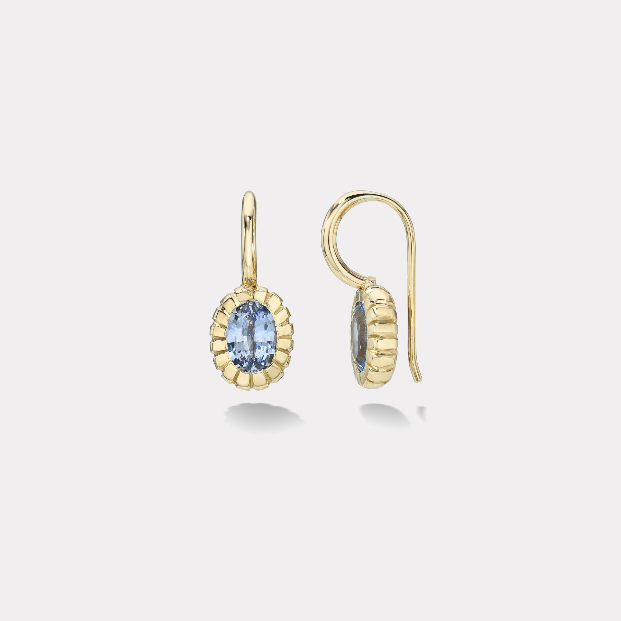 retrouvai 1.7ct Oval Sky Blue Sapphire Heirloom Bezel Earrings