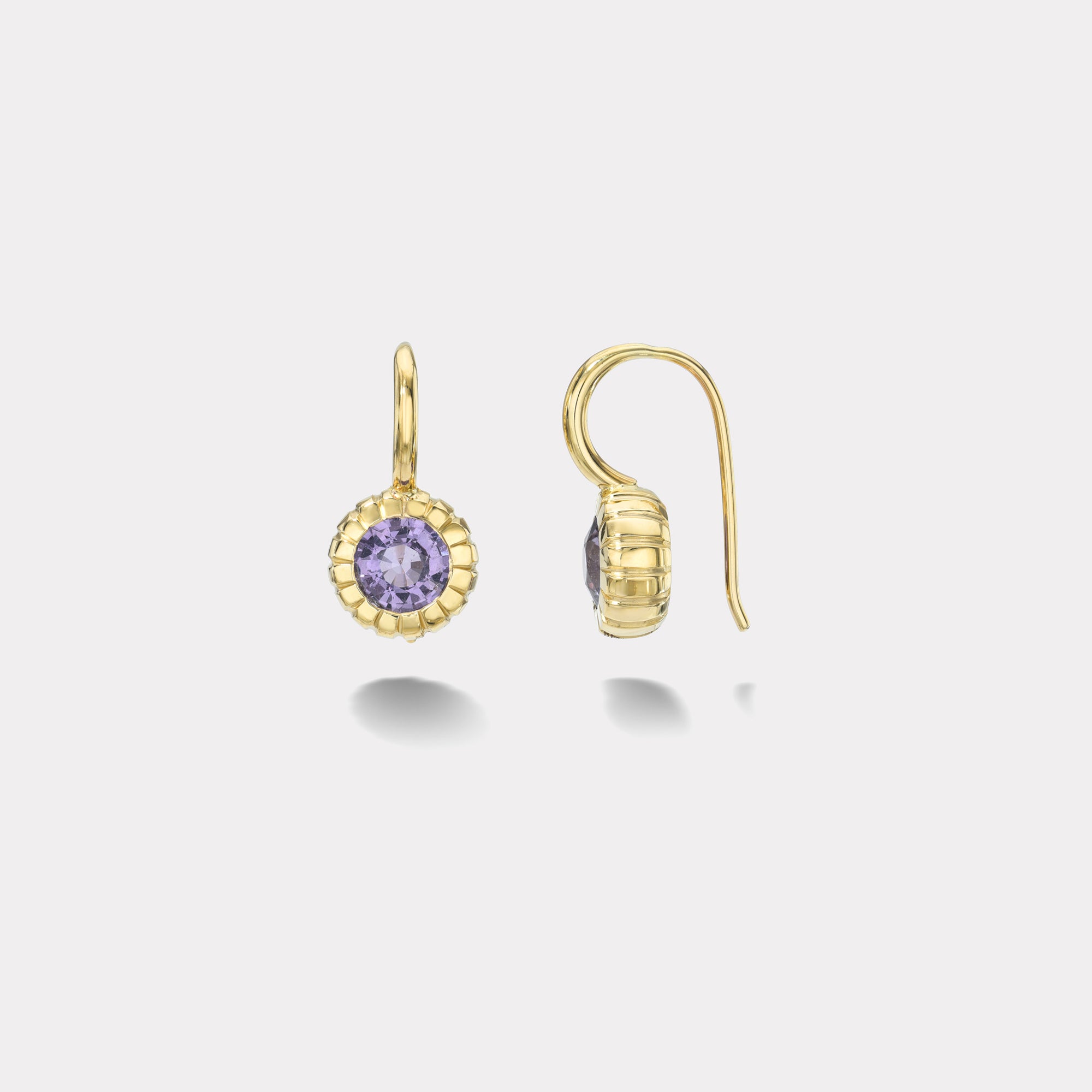 retrouvai 1.85ct Round Purple Sapphire Heirloom Bezel Earrings