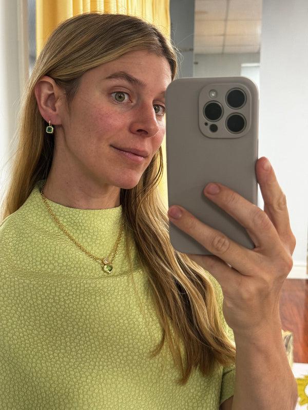 Retrouvai 1.88ct Emerald Cut Emerald Heirloom Bezel Earrings