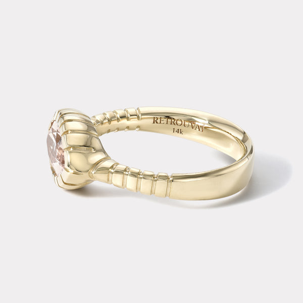 Retrouvai 1.98ct Unheated Peach Sapphire Heirloom Bezel Ring