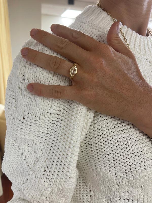 Retrouvai 1.98ct Unheated Peach Sapphire Heirloom Bezel Ring